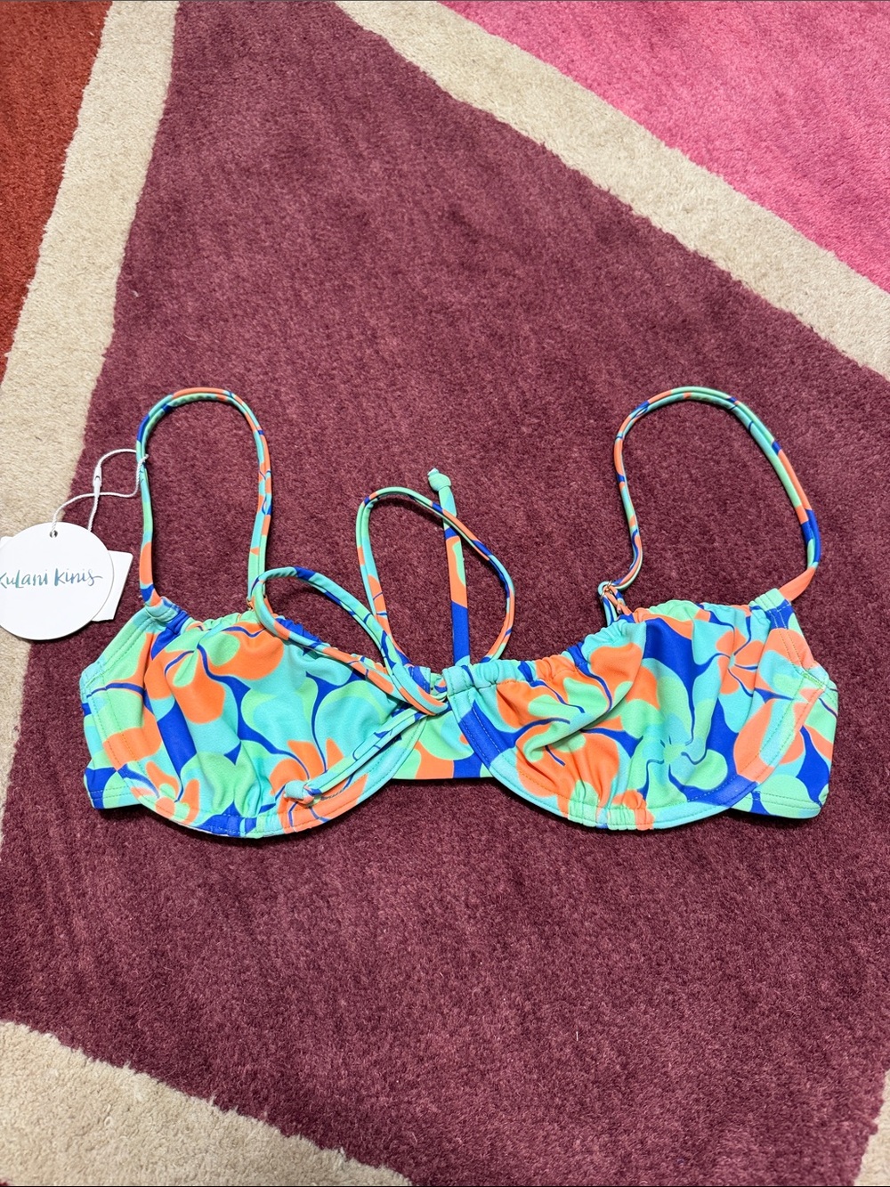 NWT Kulani Kinis Ruched Underwire Bikini Top Size XS
